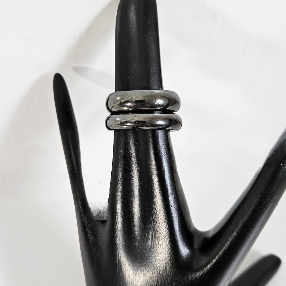 Bundle 2 hematite rings bands sizes 6.5 and  7